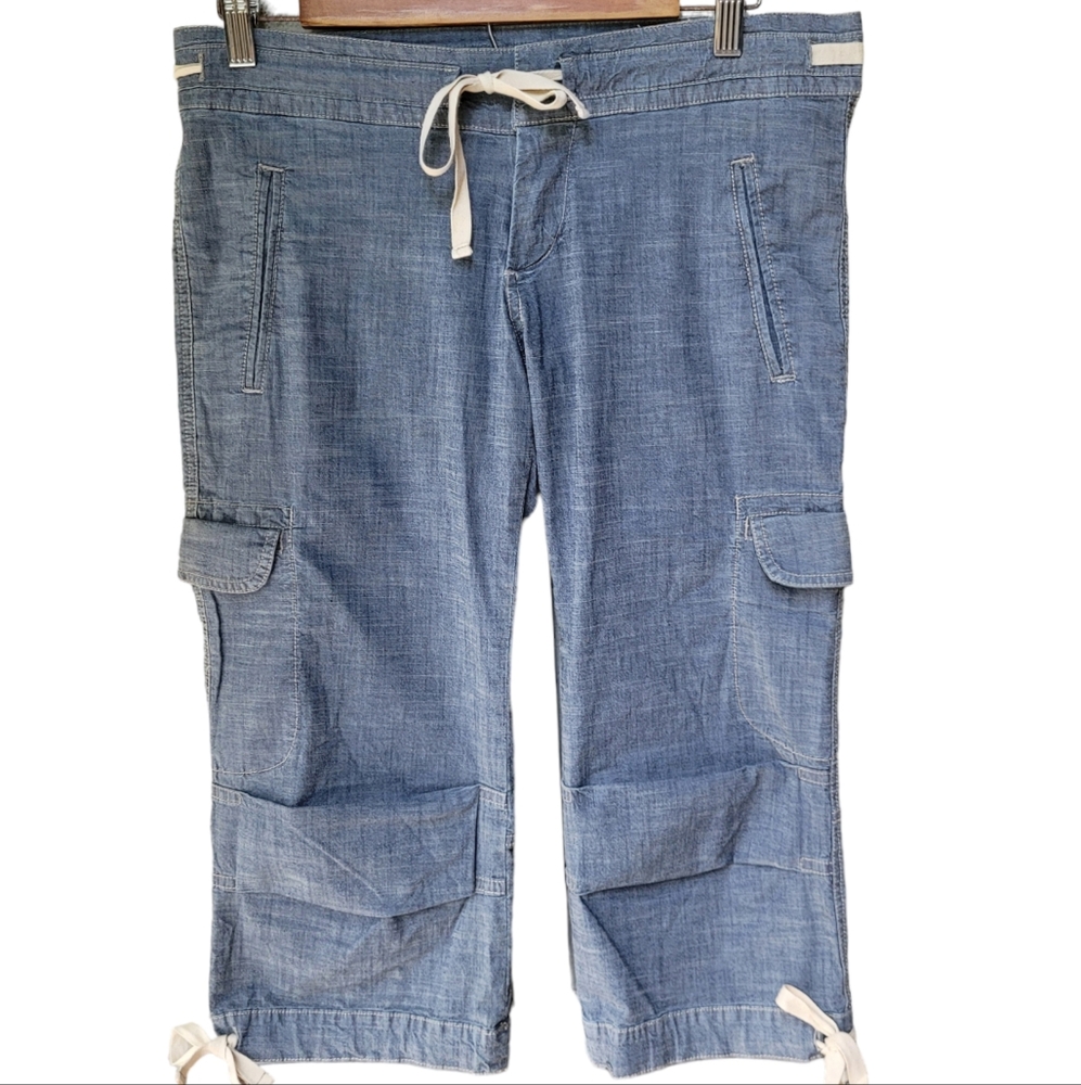 James Perse Cropped Chambray Cargo Pants Size 27